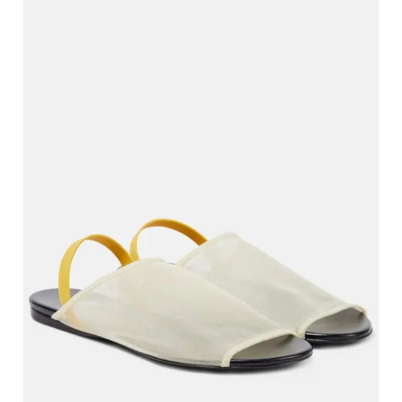 The Row Semi-Sheer Mesh Flat Slingback Sandals Black/Cream Women's Size EU 38.5 - Picture 1 of 8